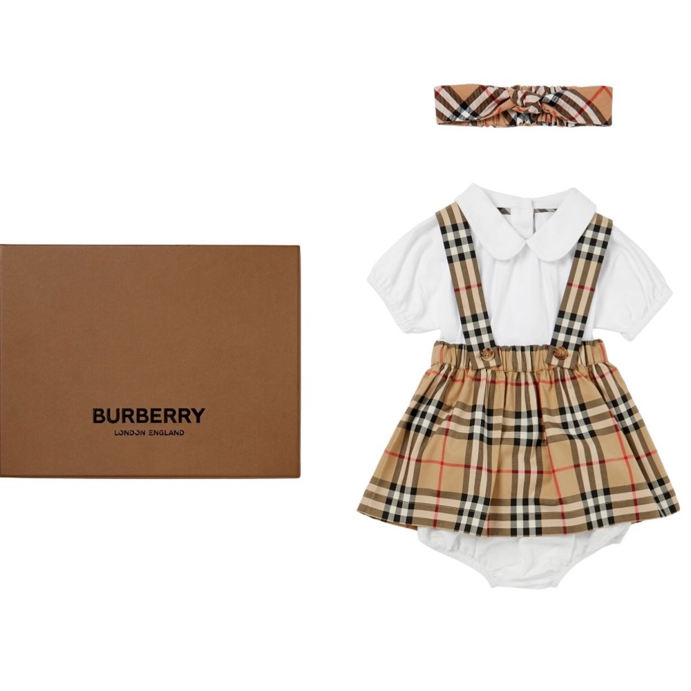 Burberry baby girls dress with headband. NWT